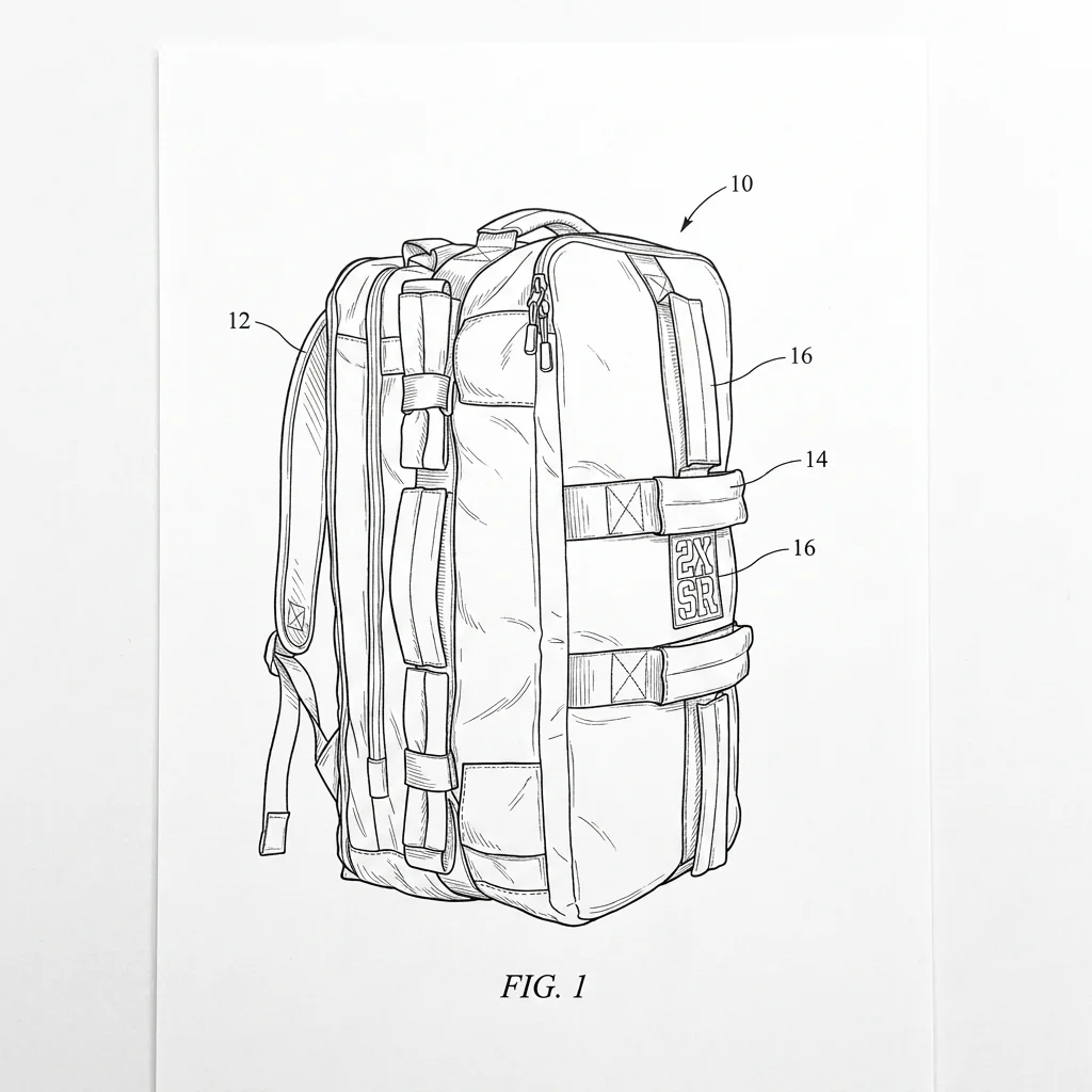 Patent-style technical line drawing of the 2XSR pack, FIG. 1 with numbered parts